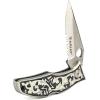 ARIAT German Silver Engraved Hybrid Blade Folding Knife, Silver, 3.5″ Blade (Large)(Black/Silver)