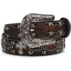 ARIAT Girls’ Rhinestone Cross Conchos Faux Crocodile Belt(Brown)