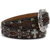 ARIAT Girls’ Rhinestone Cross Conchos Faux Crocodile Belt(Brown)