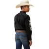 ARIAT Kid’s Team Logo Twill Classic Fit Shirt(Black/White)