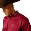 ARIAT Male Team Logo Twill Classic Fit Shirt Sea Scape USA 3X-Large(Dark Red/White)