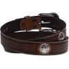 ARIAT Men’s Basketweave-Stamped Leather Western Belt with Silver Conchos(Tan)