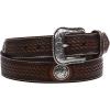ARIAT Men’s Basketweave-Stamped Leather Western Belt with Silver Conchos(Tan)