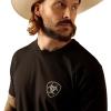 ARIAT Men’s Buckaroo T-Shirt, Buckhorn(Black/Cactus Flag)