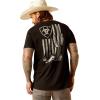 ARIAT Men’s Buckaroo T-Shirt, Buckhorn(Black/Cactus Flag)