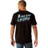 ARIAT Men’s Buckaroo T-Shirt, Buckhorn(Black/Chrome Wire)