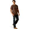 ARIAT Men’s Buckaroo T-Shirt, Buckhorn(Brown Heather/Logo Sw Landscape)
