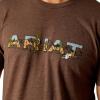 ARIAT Men’s Buckaroo T-Shirt, Buckhorn(Brown Heather/Logo Sw Landscape)