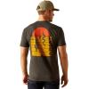 ARIAT Men’s Buckaroo T-Shirt, Buckhorn(Charcoal Heather/Desert Modern)