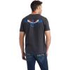 ARIAT Men’s Buckaroo T-Shirt, Buckhorn(Charcoal Heather/Wingspan)