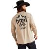 ARIAT Men’s Buckaroo T-Shirt, Buckhorn(Khaki Heather/Thunderbird)