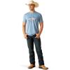 ARIAT Men’s Buckaroo T-Shirt, Buckhorn(Light Blue Heather/Usa Range)