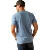 ARIAT Men’s Buckaroo T-Shirt, Buckhorn(Light Blue Heather/Vintage Hex Stripe)