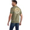 ARIAT Men’s Buckaroo T-Shirt, Buckhorn(Military Heather/Star)