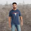 ARIAT Men’s Buckaroo T-Shirt, Buckhorn(Navy Heather/Streak Skull)