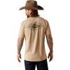 ARIAT Men’s Buckaroo T-Shirt, Buckhorn(Oatmeal Heather/Work Diamond)