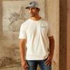 ARIAT Men’s Buckaroo T-Shirt, Buckhorn(Off White/Logo)