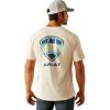 ARIAT Men’s Buckaroo T-Shirt, Buckhorn(Off White/Logo)