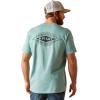 ARIAT Men’s Buckaroo T-Shirt, Buckhorn(Oil Blue Heather/Work Diamond)