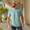 ARIAT Men’s Buckaroo T-Shirt, Buckhorn(Oil Blue Heather/Work Diamond)