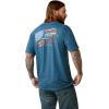 ARIAT Men’s Buckaroo T-Shirt, Buckhorn(Steel Blue Heather/Mountain Flag)