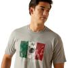 ARIAT Men’s Buckaroo T-Shirt, Buckhorn(Stone Heather/Mexico Camo Flag)