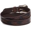 ARIAT Men’s Embossed Leaf Leather Belt with Etched Silver Buckle(Brown)