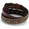 ARIAT Men’s Embossed Leather Belt with Barbed Wire Accents and Blue Crystals(Brown)