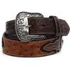 ARIAT Men’s Faux Ostrich Leather Belt with Floral Emboss and Silver Conchos(Brown)