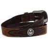 ARIAT Men’s Faux Ostrich Leather Belt with Floral Emboss and Silver Conchos(Brown)