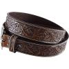 ARIAT Men’s Floral Embossed Leather Belt with Antiqued Silver Cowboy Buckle(Black/Tan)