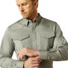 ARIAT Men’s Khaki Solid Fitted Shirt(Grey)