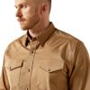 ARIAT Men’s Khaki Solid Fitted Shirt(Khaki)