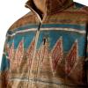 ARIAT Men’s Navy Caldwell Full Zip Sweater Jacket(Oxford Tan Southwest Print)