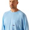 ARIAT Mens Rebar Heat Fighter Long Sleeve T-Shirt(Stratosphere Blue)
