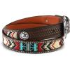 ARIAT Men’s Southwestern Embroidered Leather Belt with Tooled Tabs(Red/White)