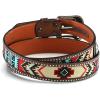 ARIAT Men’s Southwestern Embroidered Leather Belt with Tooled Tabs(Red/White)