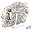 ARIAT Rectangle Buckle with Western Floral Engraving, Centered Emblem, Beaded Accents, Antique Silver, 2-5/8″ x 3-1/2″