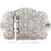 ARIAT Rectangle Buckle with Western Floral Engraving, Centered Emblem, Beaded Accents, Antique Silver, 2-5/8″ x 3-1/2″