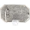 ARIAT Rectangle Buckle with Western Floral Engraving and Emblem, Antique Silver Finish, 2-1/2″ x 3-5/8″