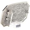 ARIAT Rectangle Buckle with Western Floral Engraving and Emblem, Antique Silver Finish, 2-1/2″ x 3-5/8″