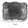 ARIAT Scalloped Logo Buckle with Twisted Rope Edge, Floral Scrolls, Filigree Detailing, 3 ¾” x 2 ¾”(Silver)