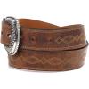 ARIAT Women’s Center Stitch Leather Tapered Belt with Removable Antiqued Silver Buckle(Brown)