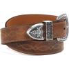 ARIAT Women’s Center Stitch Leather Tapered Belt with Removable Antiqued Silver Buckle(Brown)