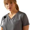 ARIAT Womens Clara 6 Pocket Scrub Top(Charcoal Grey)