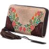 ARIAT Women’s Clutch Audrey Collection Canvas Flower Fringe Handbag, Brown, One Size