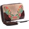 ARIAT Women’s Clutch Audrey Collection Canvas Flower Fringe Handbag, Brown, One Size