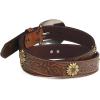 ARIAT Women’s Floral Tooled Sunflower Concho Belt(Brown)