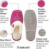 ARIAT Women’s Jackie Square Toe Warm Soft Genuine Suede Leather Indoor Outdoor Slippers with Plush Collar(Very Berry Pink)
