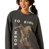 ARIAT Women’s Oversized Crew Sweatshirt(Heather Charcoal)